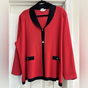 Misook Red and Black Women's Top